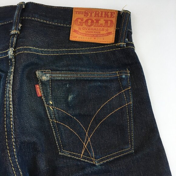The Strike Gold Japan Slim Tapered 17oz Selvedge Button Fly Jeans 29 - Picture 3 of 12